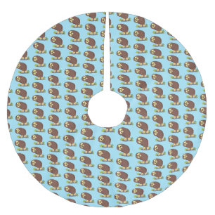 Niedliche, seltsame, lustige Uhu-Cartoon-Illustrat Polyester Weihnachtsbaumdecke