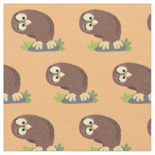 Niedliche, seltsame, lustige Uhu-Cartoon-Illustrat Stoff