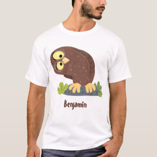 Niedliche, seltsame, lustige Uhu-Cartoon-Illustrat T-Shirt