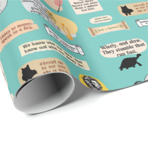 Niedliche Shakespeare Inspiration Zitate Aquamarin Geschenkpapier