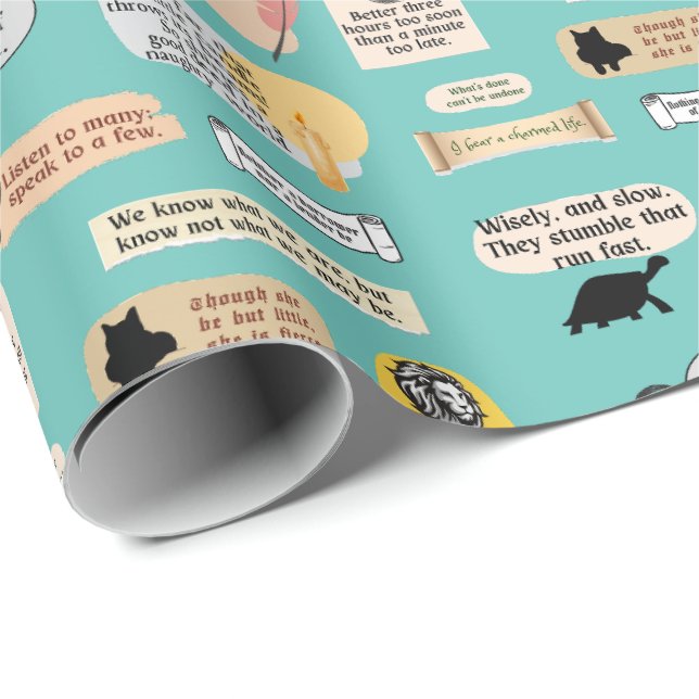 Niedliche Shakespeare Inspiration Zitate Aquamarin Geschenkpapier (Rolleneckpunkt)