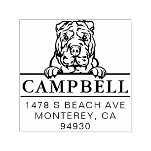 Niedliche Shar Pei Custom Dog Address Briefmarke Permastempel