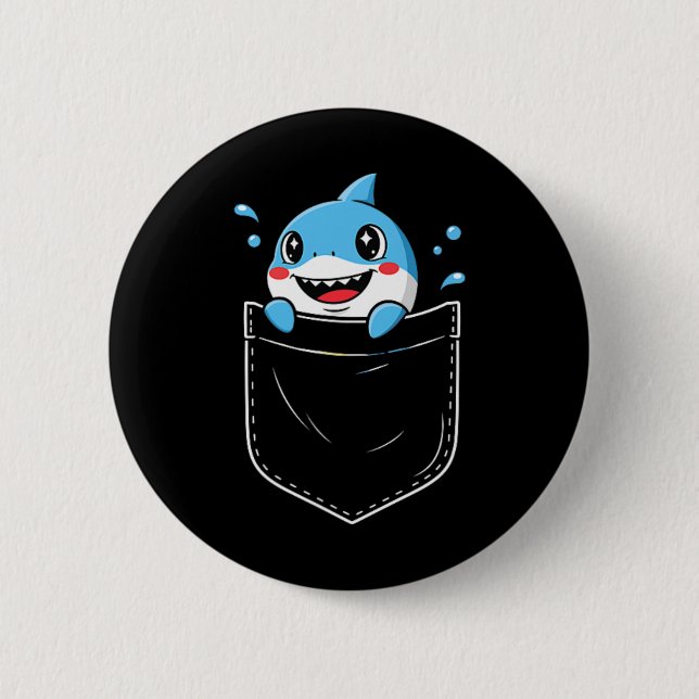 Niedliche Shark Pocket Meme Funny Button (Vorderseite)