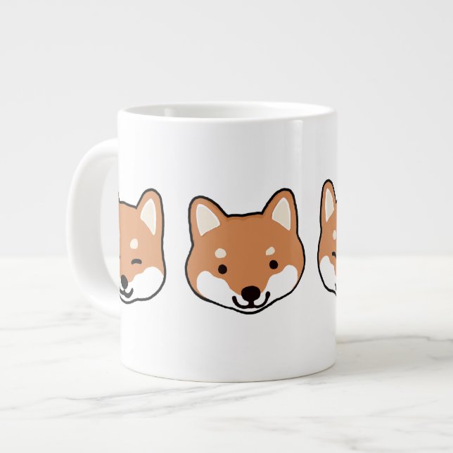 Niedliche Shiba Inu Dog Faces Jumbo-Tasse (Vorderseite Links)