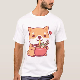 Niedliche Shiba Inu Hunde Lieben essen japanische T-Shirt