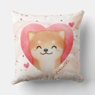 Niedliche Shiba Inu im Herzen Kissen