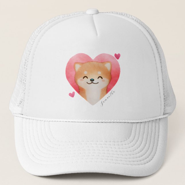 Niedliche Shiba Inu im Herzen Truckerkappe (Vorderseite)