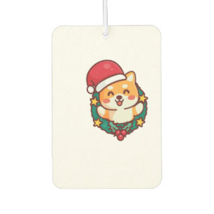 Niedliche Shiba Inu Lächeln mit Xmas Hat Active Autolufterfrischer