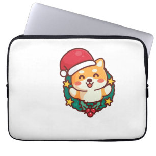 Niedliche Shiba Inu Lächeln mit Xmas Hat Active Laptopschutzhülle