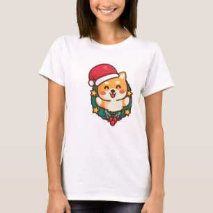 Niedliche Shiba Inu Lächeln mit Xmas Hat Active T-Shirt