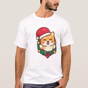 Niedliche Shiba Inu Lächeln mit Xmas Hat Active T-Shirt