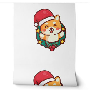 Niedliche Shiba Inu Lächeln mit Xmas Hat Active Tapete