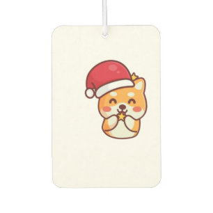 Niedliche Shiba Inu Lächeln mit Xmas Hat Autolufterfrischer