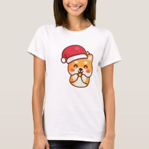 Niedliche Shiba Inu Lächeln mit Xmas Hat T-Shirt