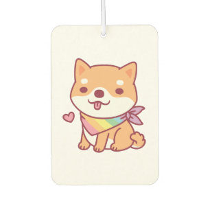 Niedliche Shiba-Inu mit Regenbogenpferd Bandana Autolufterfrischer