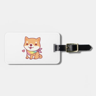 Niedliche Shiba-Inu mit Regenbogenpferd Bandana Gepäckanhänger