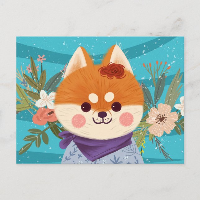 Niedliche Shiba Inu Pup Postkarte (Vorderseite)
