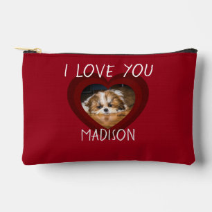 Niedliche Shitzu Liebe Valentine Herz Foto Zipper Zubehörtasche