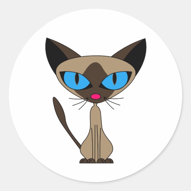 Niedliche Siamesen-Katzenaufkleber Runder Aufkleber (Vorderseite)