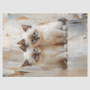 Niedliche siamesische Kätzchen Malerei Decoupage Seidenpapier