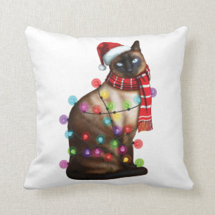Niedliche siamesische Katze Lover Funny Xmas Weihn Kissen
