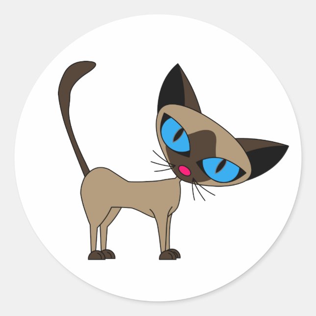 Niedliche siamesische Katzen-Aufkleber Runder Aufkleber (Vorderseite)