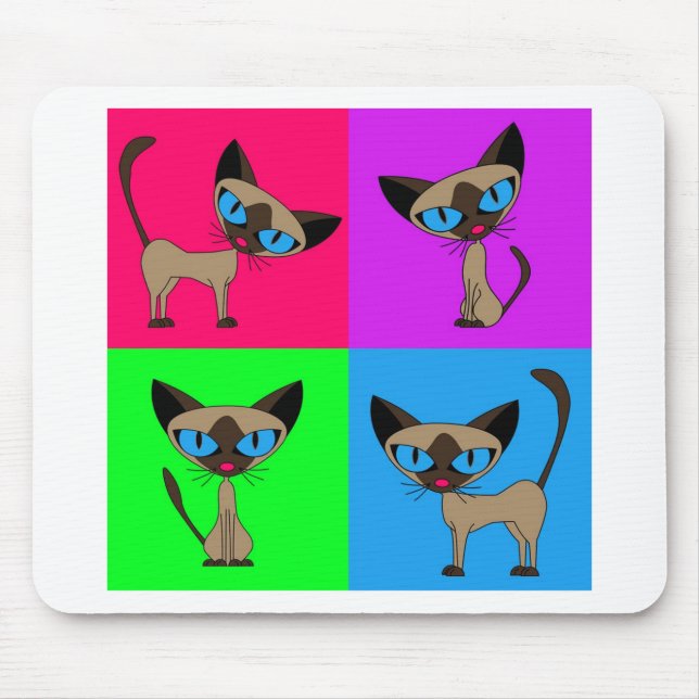 Niedliche siamesische Katzen Mousepad (Vorne)