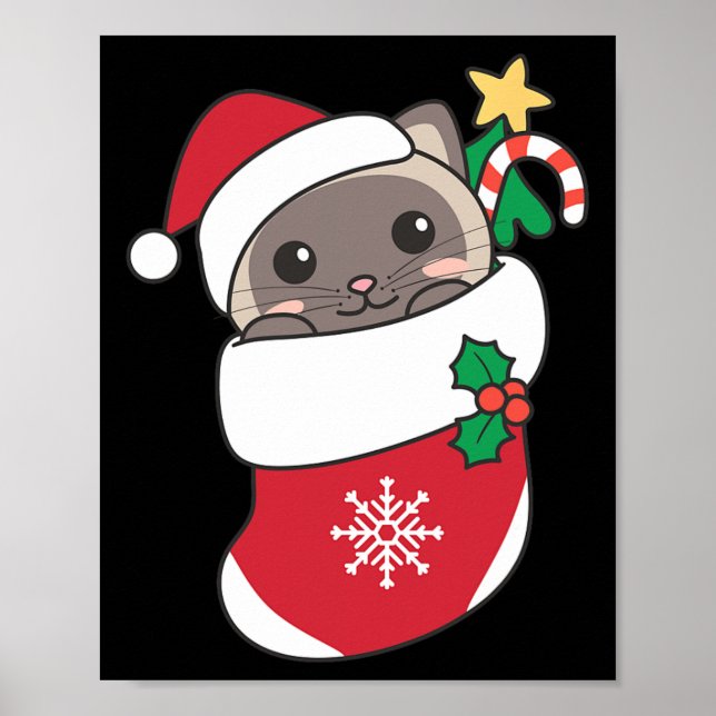 Niedliche siamesische Katzen zu Weihnachten Strümp Poster (Vorne)