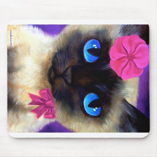 Niedliche siamesische Katzenmalerei Tierart Mousepad (Vorne)