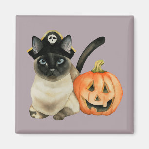 Niedliche siamesische Piraten-Katze mit Magnet