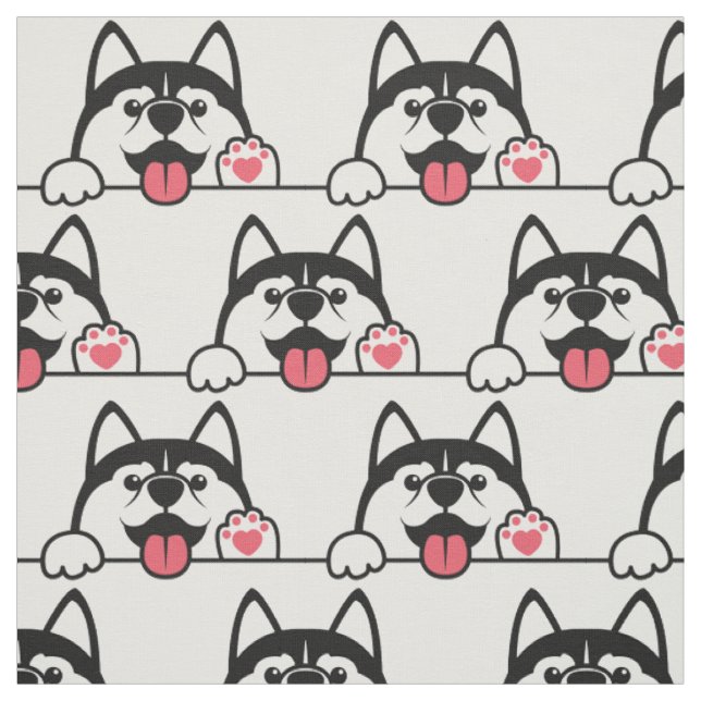 Niedliche sibirische Husky-Farbe Stoff (Muster)