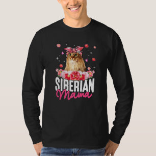 Niedliche sibirische Mama-Blume Bandana Cat Mother T-Shirt