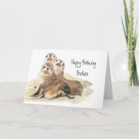 Niedliche Siegel-Bruder-Geburtstagwatercolor-Tiere