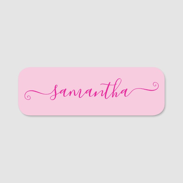 Niedliche Signatur in Hot Pink Namensschild (Vorderseite)