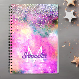 Niedliche Silber-Imitate Glitzer-Monogramm Notizbuch