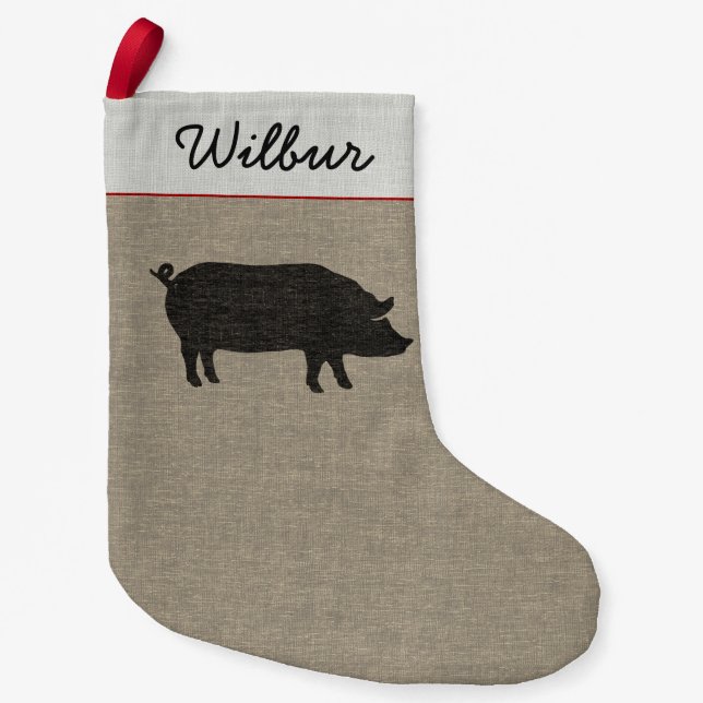 Niedliche Silhouette für Schweinefleisch| Personal Kleiner Weihnachtsstrumpf (Vorderseite)