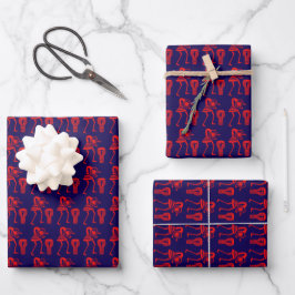 Niedliche Silhouette, Happy Dance Blue Geschenkpapier Set