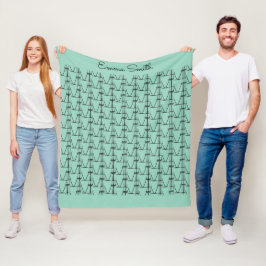 Niedliche Silhouette Kokospalmen Muster Soft Blue Fleecedecke