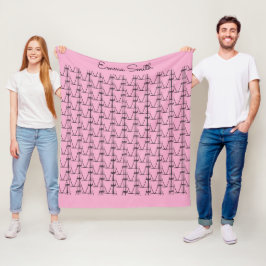 Niedliche Silhouette Kokospalmen Muster Soft Pink Fleecedecke