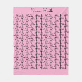Niedliche Silhouette Kokospalmen Muster Soft Pink Fleecedecke