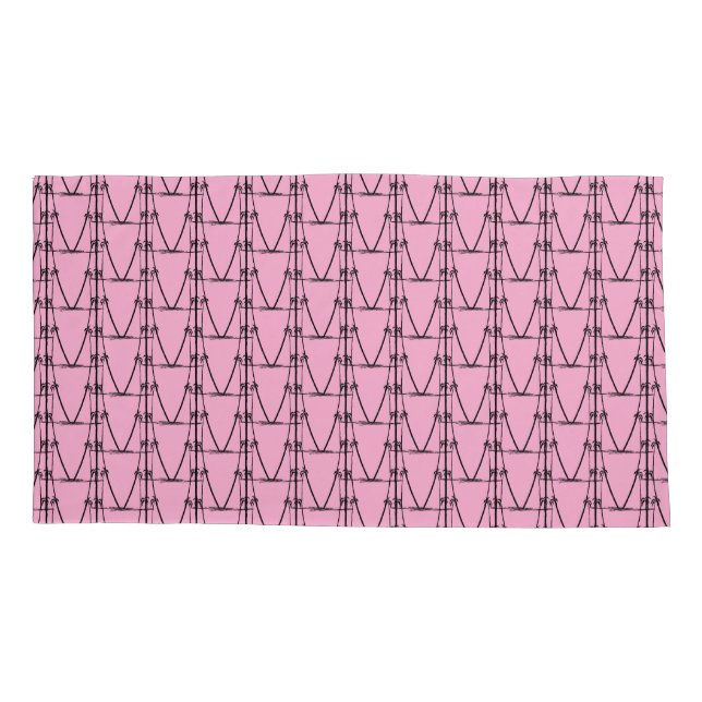 Niedliche Silhouette Mini Coconut Baummuster Rosa Kissenbezug (Rückseite-Links)