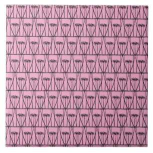 Niedliche Silhouette zwischen rosa und schwarzen K Fliese