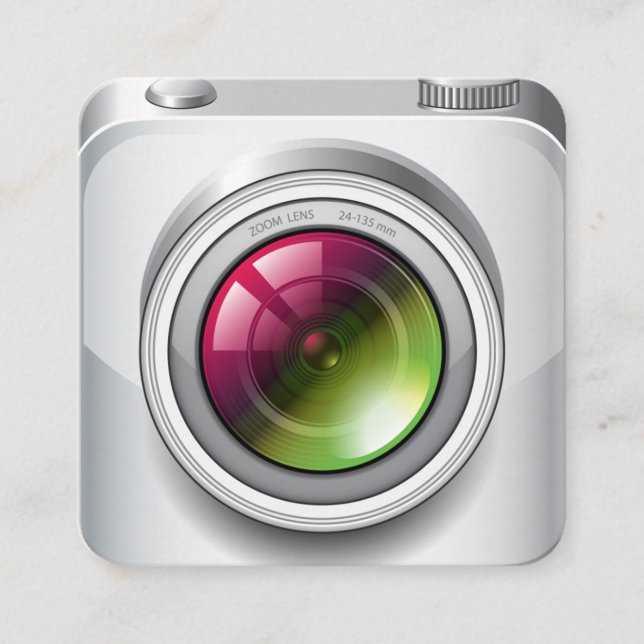 Niedliche Silver Realistic Camera Fotografy Quadratische Visitenkarte (Vorderseite)