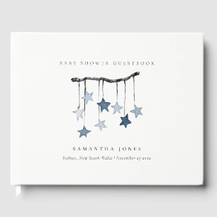 Niedliche Simple Aqua Blue Star Mobile Baby Dusche Gästebuch