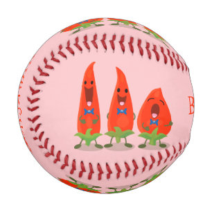Niedliche Singen Chili Paprikaschoten Cartoon Illu Baseball