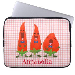 Niedliche Singen Chili Paprikaschoten Cartoon Illu Laptopschutzhülle
