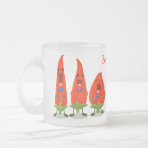 Niedliche Singen Chili Paprikaschoten Cartoon Illu Mattglastasse