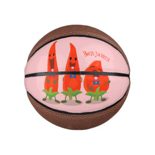 Niedliche Singen Chili Paprikaschoten Cartoon Illu Mini Basketball