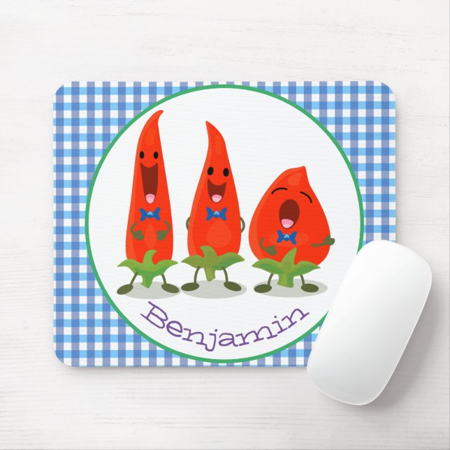 Niedliche Singen Chili Paprikaschoten Cartoon Illu Mousepad (Mit Mouse)