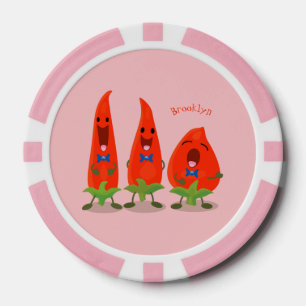 Niedliche Singen Chili Paprikaschoten Cartoon Illu Pokerchips